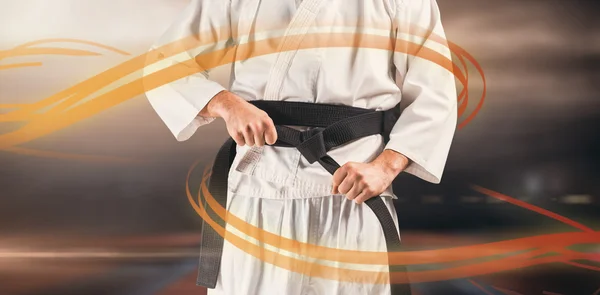 Połowie sekcji dokręcania pas karate Fighter — Zdjęcie stockowe