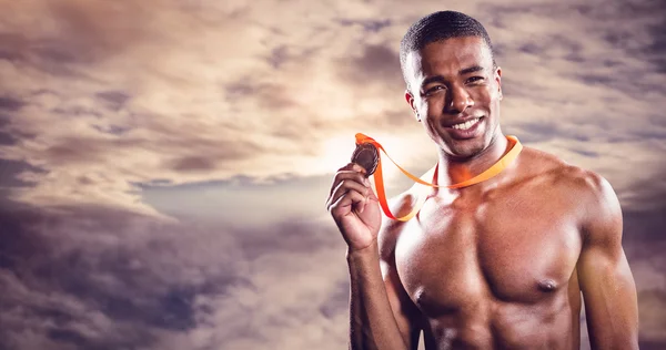 Vechter bedrijf gouden medaille — Stockfoto