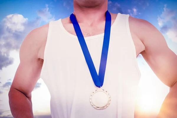 Atleta com medalha olímpica — Fotografia de Stock