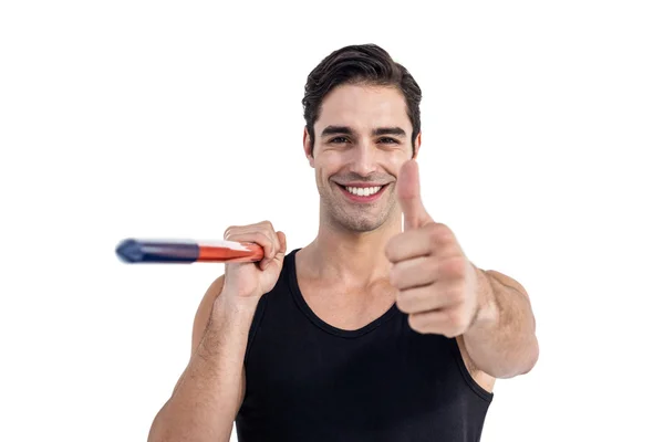 Portrait of athlete showing thumbs up — Stock Photo, Image