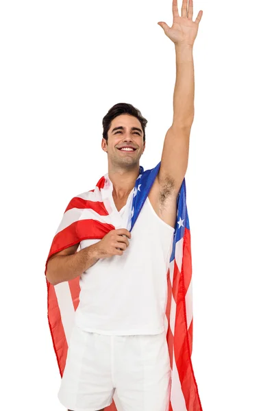 Idrottsman med amerikanska flaggan — Stockfoto