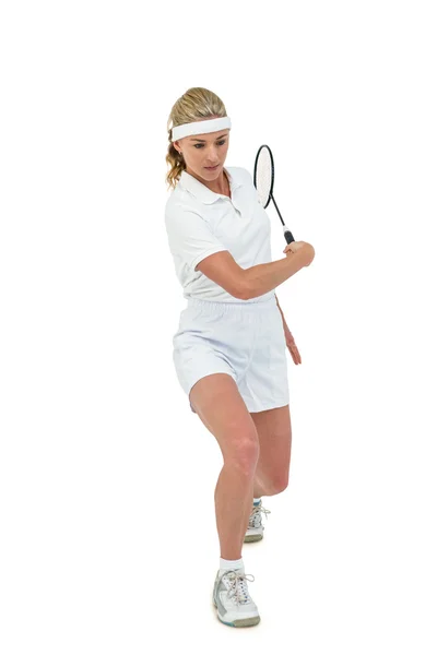 Badminton player playing badminton — Stock Photo, Image