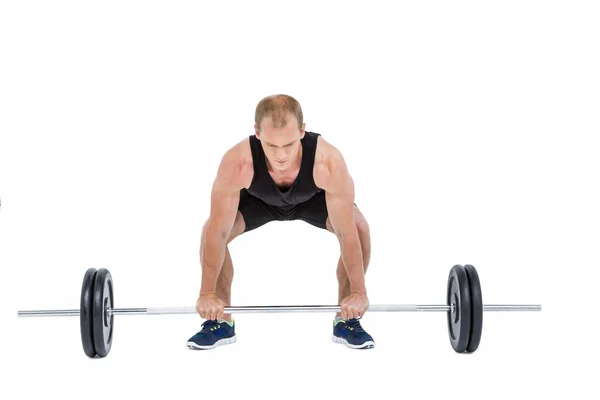 Vücut geliştirmeci ağır halter ağırlık kaldırma — Stok fotoğraf