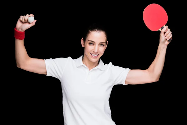 Atleta femenina jugando ping pong — Foto de Stock