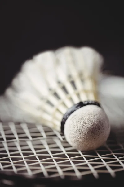 Gros plan de la raquette navette et badminton — Photo