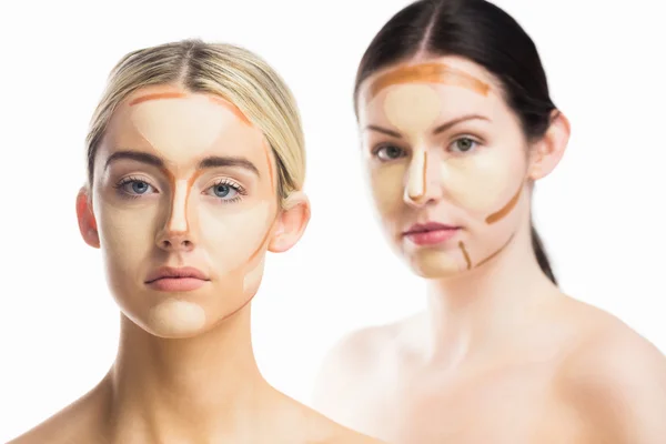 Vrouwen met contouren, make-up — Stockfoto
