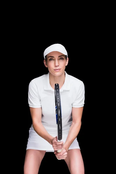 Atleta feminina jogando tênis — Fotografia de Stock
