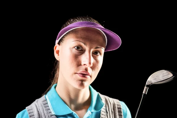 Golf-lejátszó a fekete háttér — Stock Fotó