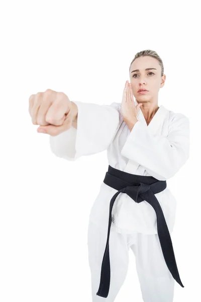 Athlète féminine pratiquant le judo — Photo