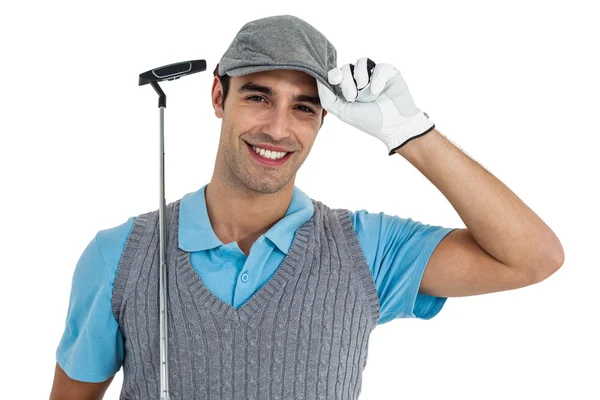 Golf player posing with golf club — Stock Photo, Image