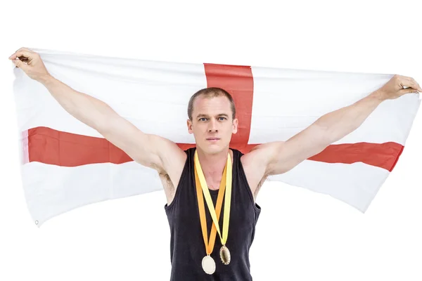 Athlete with olympic gold medal around his neck — Stock Photo, Image