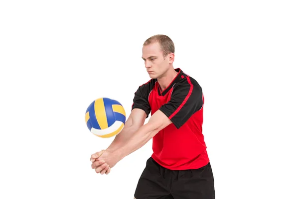 Sportsman spelar en volleyboll — Stockfoto