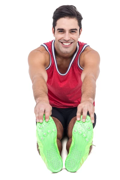 男运动员做伸展运动的肖像 — 图库照片