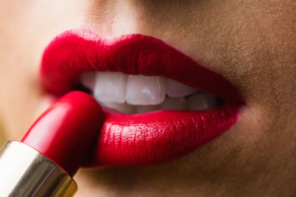 Close up van lippen met make-up — Stockfoto