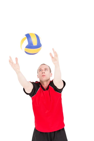 Sportsman spelar en volleyboll — Stockfoto