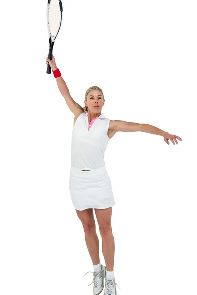 Atleta jugando al tenis con una raqueta — Foto de Stock