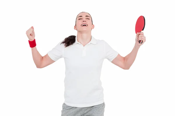 Női sportoló játék ping-pong — Stock Fotó