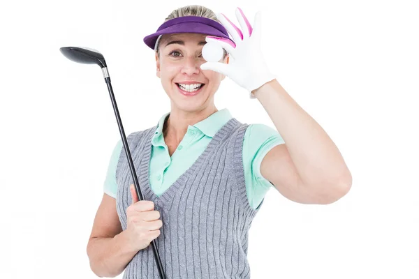 Bella bionda giocare a golf — Foto Stock