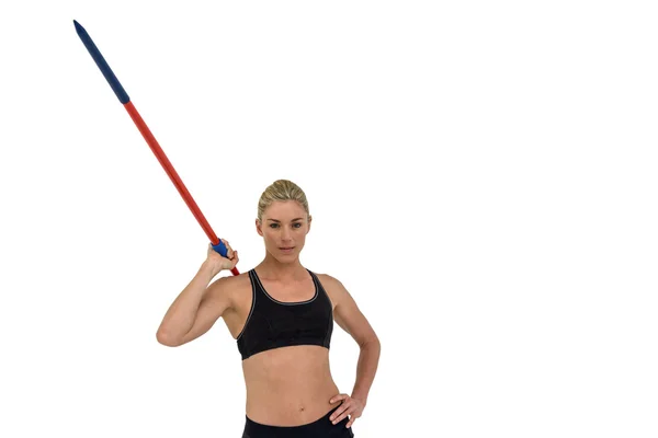 Athlete preparing to throw javelin — Stock Photo, Image