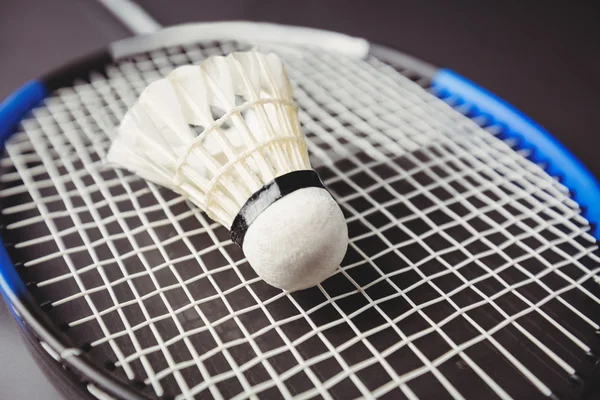 Närbild av skyttel och badminton racket — Stockfoto