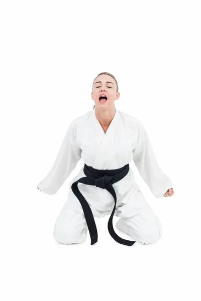 Atletka cvičit judo — Stock fotografie