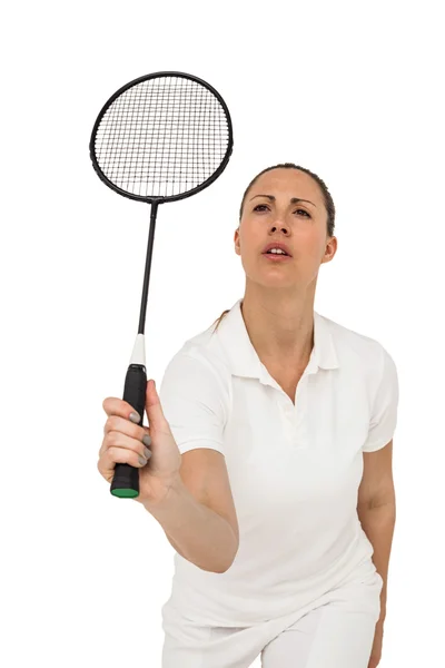 Badminton oynayan bayan oyuncu — Stok fotoğraf