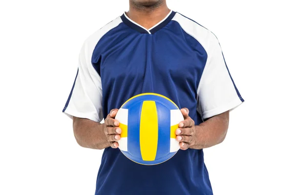 Middensectie ervan sportman houden een volleybal — Stockfoto