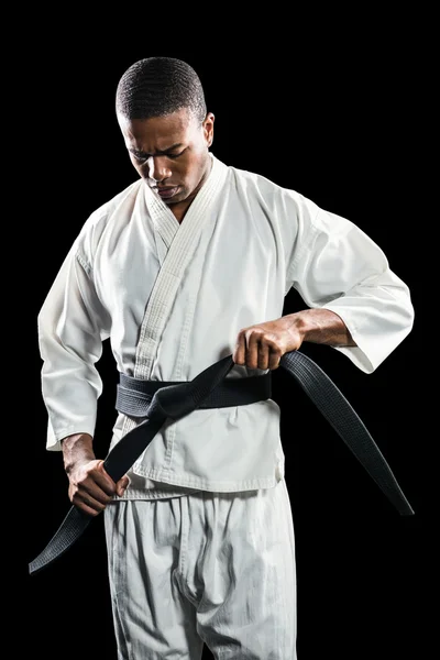 Harcos szigorítás karate öv — Stock Fotó