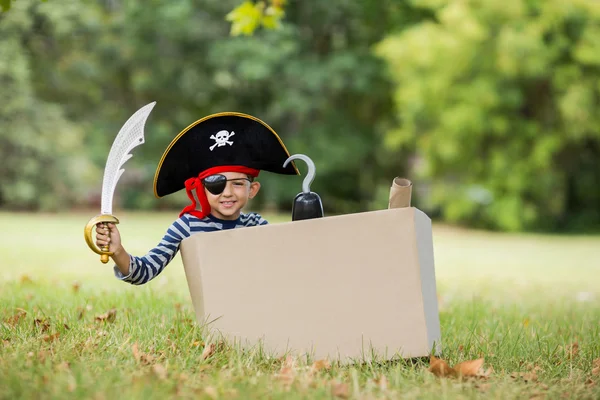 Boy pretending to be a pirate — Stock Photo, Image