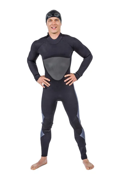 ウェット スーツで自信を持って水泳選手の肖像 — ストック写真
