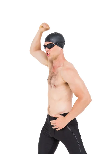 Swimmer posing after victory — Stock Photo, Image