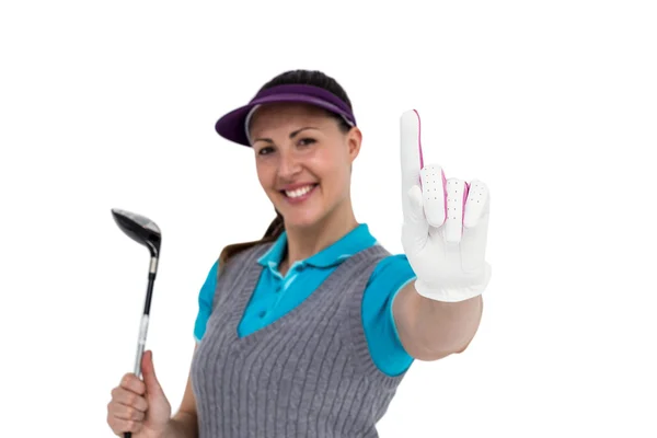 Golf player posing with golf club — Stock Photo, Image