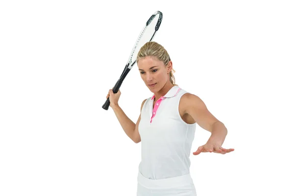 Tenis raketi ile oynamaya atlet — Stok fotoğraf