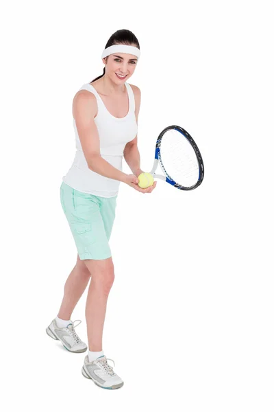 Tenis oynayan kadın atlet — Stok fotoğraf