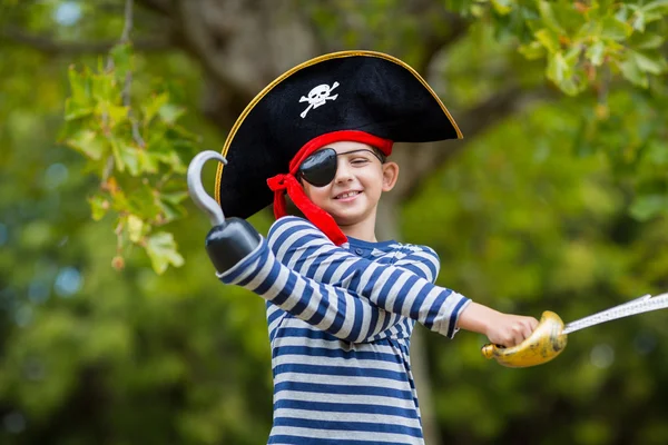 Boy pretending to be a pirate — Stock Photo, Image