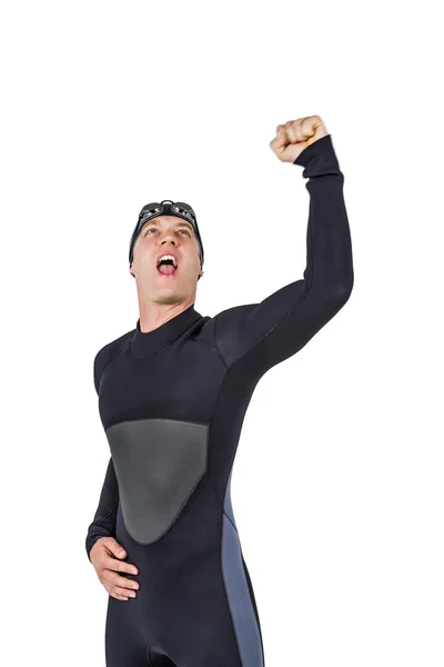 Nadador posando após a vitória — Fotografia de Stock