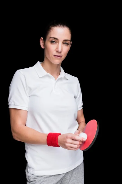 Női sportoló játék ping-pong — Stock Fotó