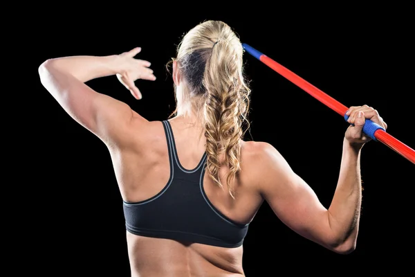 Athlete preparing to throw javelin — Stock Photo, Image