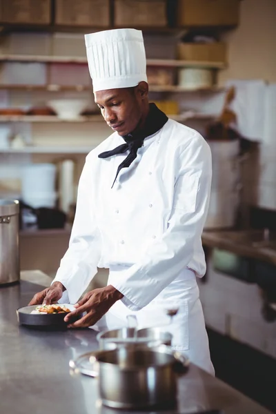 Chefe de cozinha apresentando uma salada — Fotografia de Stock