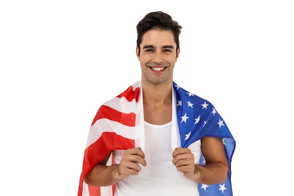 Athlete with american flag — Stock Photo, Image