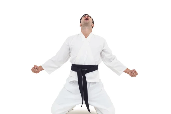 Fighter posing after victory — Stock Photo, Image