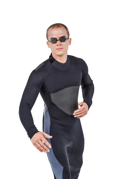 Nadador en traje de neopreno y gafas de natación — Foto de Stock