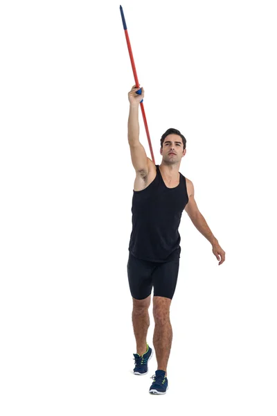 Männlicher Athlet bereitet sich auf Speerwurf vor — Stockfoto