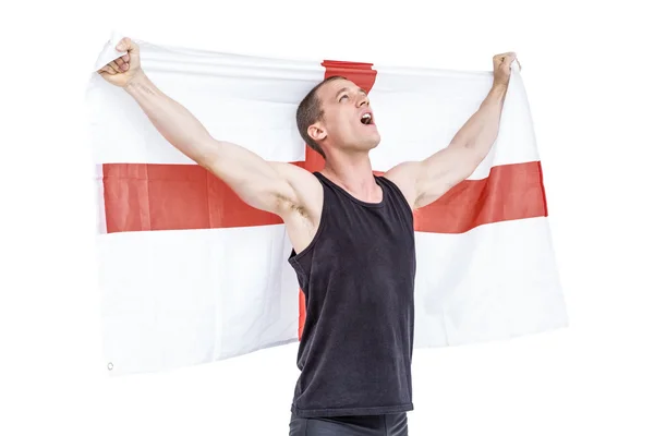 Athlet mit Englands Nationalflagge — Stockfoto