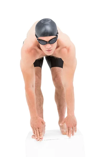 Schwimmerin bereitet sich auf Tauchgang vor — Stockfoto
