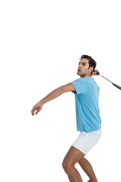 Joueur de badminton jouant au badminton — Photo