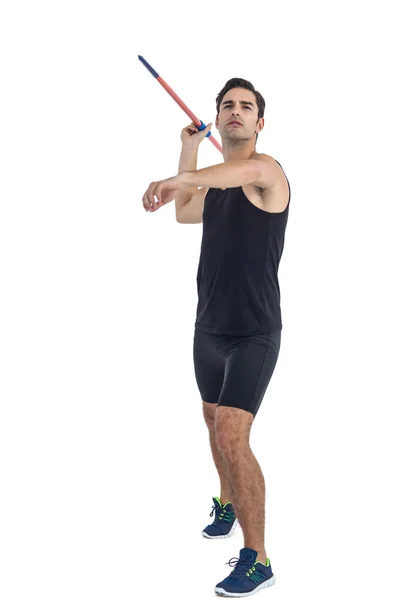 Erkek atlet cirit atmaya hazırlanıyor — Stok fotoğraf