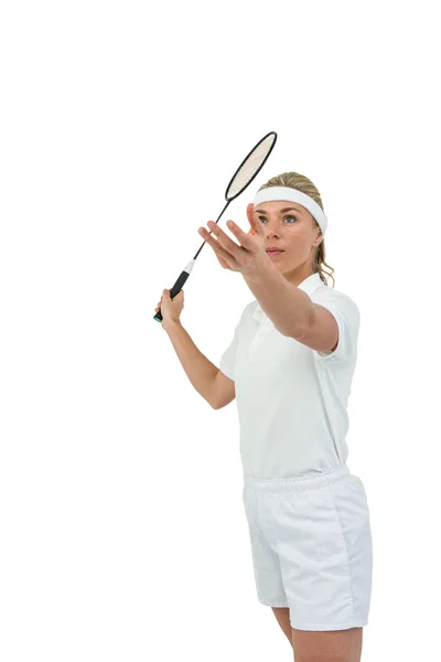 Jogador de badminton jogando badminton — Fotografia de Stock