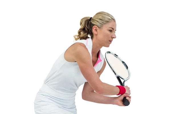 Atleta che gioca a tennis con una racchetta — Foto Stock