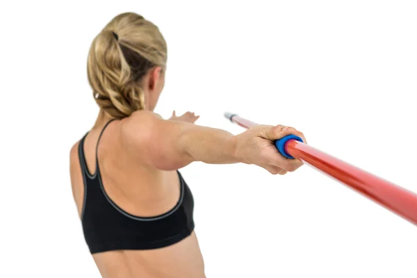 Athlete preparing to throw javelin — Stock Photo, Image